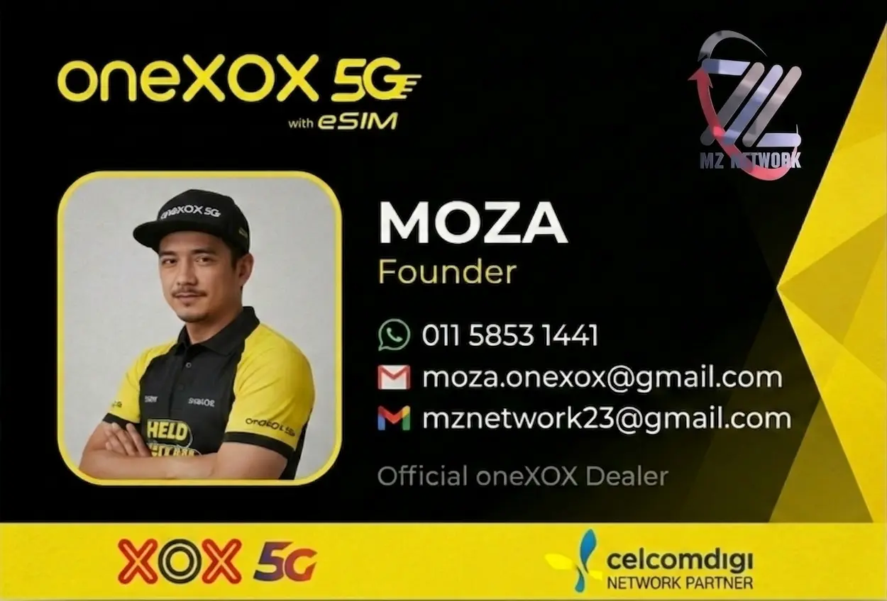 Moza - Founder, Official oneXOX Dealer Business Card